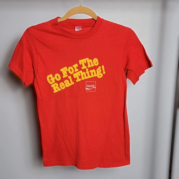 Vintage Small Red COCA-COLA T-Shirt Go For the Real Thing COKE - Picture 12 of 14